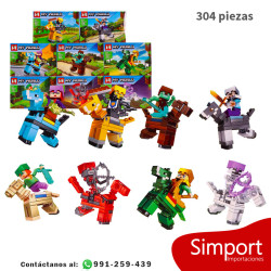 8 personajes con caballos - 304  Piezas - Minecraft
