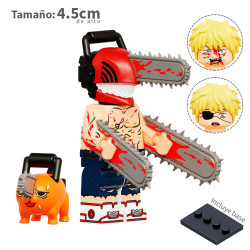 Chainsaw Man con Sangre y ropa rota y Pochita  - Chainsaw Man - Minifigura