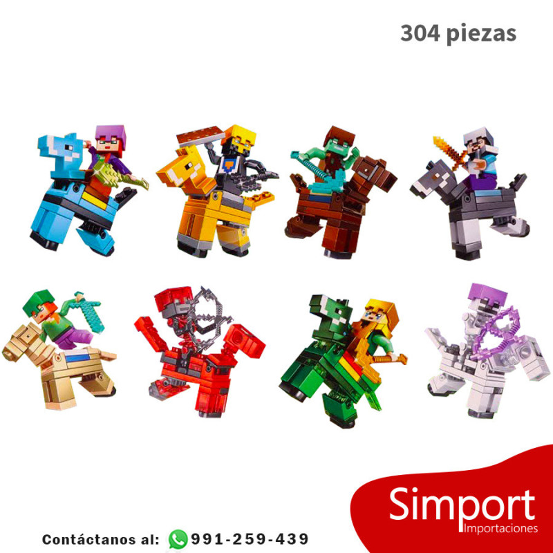 8 personajes con caballos - 304  Piezas - Minecraft