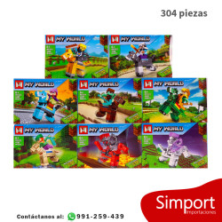 8 personajes con caballos - 304  Piezas - Minecraft