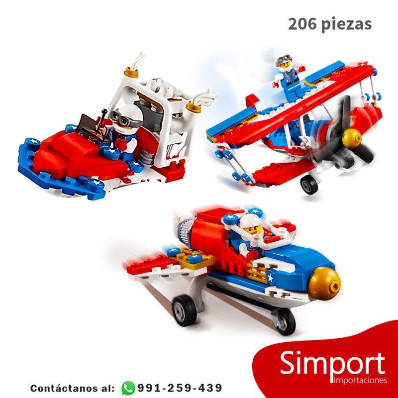 3 en 1 Valiente avion acrobatico - 206 Piezas - Creator