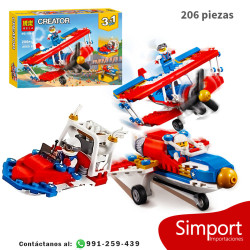 3 en 1 Valiente avion acrobatico - 206 Piezas - Creator